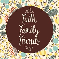 Faith Family Friends Retro Floral White Fine Art Print