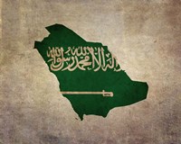 Map with Flag Overlay Saudi Arabia Fine Art Print