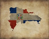 Map with Flag Overlay Dominican Republic Fine Art Print