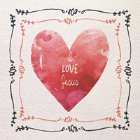 Watercolor Heart I Love Jesus Fine Art Print