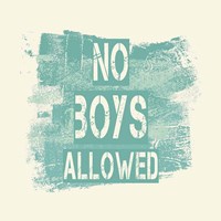 No Boys Allowed Grunge Paint Aqua Fine Art Print