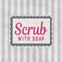 Scrub With Soap Gray Pattern Framed Print
