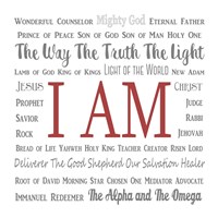 Names of Jesus Square Gray and Red Text Fine Art Print