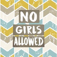 No Girls Allowed Chevron Pattern Yellow Fine Art Print