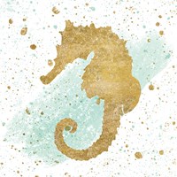 Silver Sea Life Aqua Seahorse Framed Print