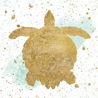 Silver Sea Life Aqua Turtle Fine Art Print