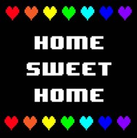 Home Sweet Home -  Black with Pixel Hearts Fine Art Print