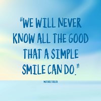 Simple Smile - Mother Teresa Quote (Blue) Fine Art Print