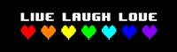 Live Laugh Love -  Black Panoramic with Pixel Hearts Fine Art Print