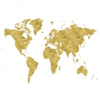 World Map Burnished Gold Fine Art Print