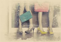 Vintage Fashion Pop of Color Heels and Handbags Fine Art Print