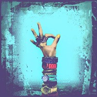 OK! Grunge Halftone Blue Fine Art Print