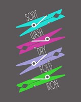 Sort Wash Dry Fold Colored Clothespins Purple Green Fine Art Print