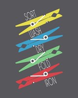 Sort Wash Dry Fold Clothespins Primary Colors Fine Art Print