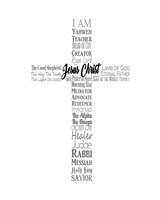 Names of Jesus Cross Silhouette White Fine Art Print