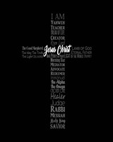 Names of Jesus Cross Silhouette Black Fine Art Print