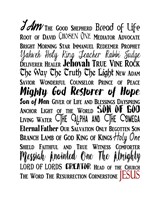 Names of Jesus Rectangle Black and Red Text Fine Art Print