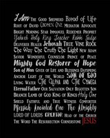 Names of Jesus Rectangle Gray and Red Text Fine Art Print