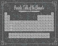 Periodic Table Gray and Teal Leaf Pattern Dark Fine Art Print