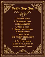 God's Top Ten Brown and Gold Design Fine Art Print