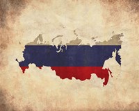 Map with Flag Overlay Russia Fine Art Print