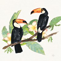 Tropical Fun Bird I Leaves Fine Art Print