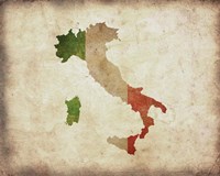 Map with Flag Overlay Italy Framed Print