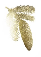 Gold Foil Pine Cones IV Fine Art Print
