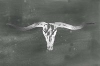 Silver Foil Longhorn on Black Wash Fine Art Print