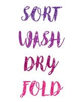 Sort Wash Dry Fold  - White and Purple Fine Art Print