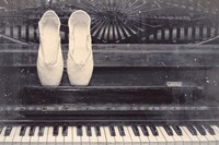Ballet Shoes And Piano Old Photo Style Dust and Scratches Fine Art Print