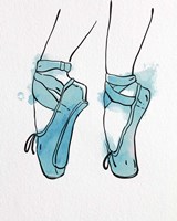 Ballet Shoes En Pointe Blue Watercolor Part I Fine Art Print