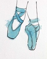 Ballet Shoes En Pointe Blue Watercolor Part II Fine Art Print