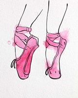 Ballet Shoes En Pointe Pink Watercolor Part I Fine Art Print