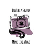 Eyes Like A Shutter Mind Like A Lens Camera Doodle Purple Fine Art Print