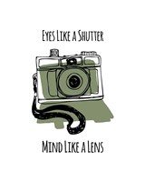 Eyes Like A Shutter Mind Like A Lens Camera Doodle Green Fine Art Print