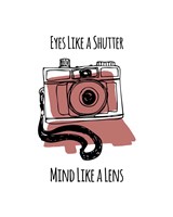 Eyes Like A Shutter Mind Like A Lens Camera Doodle Red Fine Art Print