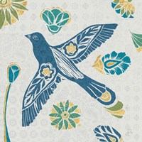 Nordic Woodcut Bird IFII Framed Print
