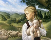 Girl With Lamb Fine Art Print