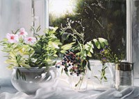 Bacche Blu e Fiori di Vetro Fine Art Print