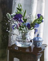 Fiori Blu e Sgabello Fine Art Print