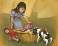 Girl With Puppy Fine Art Print