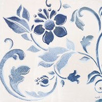 Blue Floral Shimmer II Fine Art Print