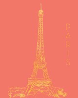 Paris on Coral Framed Print