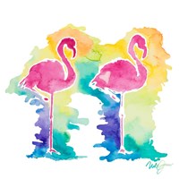 Sunset Flamingo Square I Fine Art Print