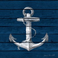 Anchor on Blue Wood Fine Art Print