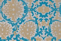 Tan & Blue Floral Pattern II Fine Art Print