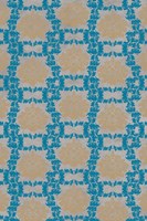 Tan & Blue Floral Pattern I Fine Art Print