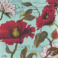 Paris Aqua Flowers I Fine Art Print