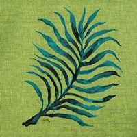 Leaf on Green Burlap Fine Art Print